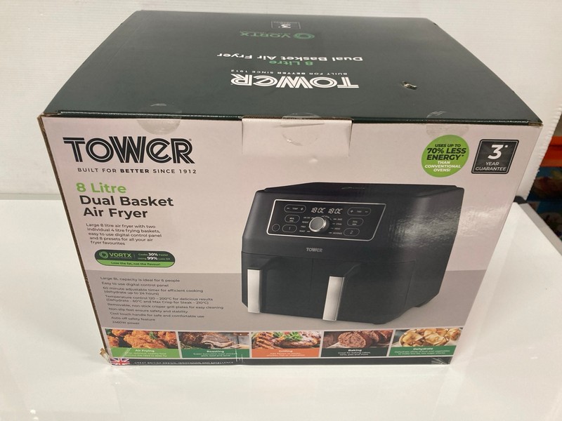 Lot 33  
            Nottingham SR9 - Delivery Only 

                
TOWER 8L DUAL BASKET AIR FRYER