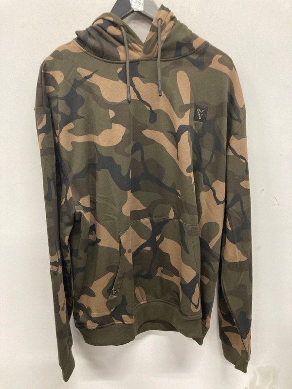 Lot 416  
            Nottingham SR9 - Delivery Only 

                
FOXINT LOGO CAMO PULLOVER HOODIE UK SIZE XL