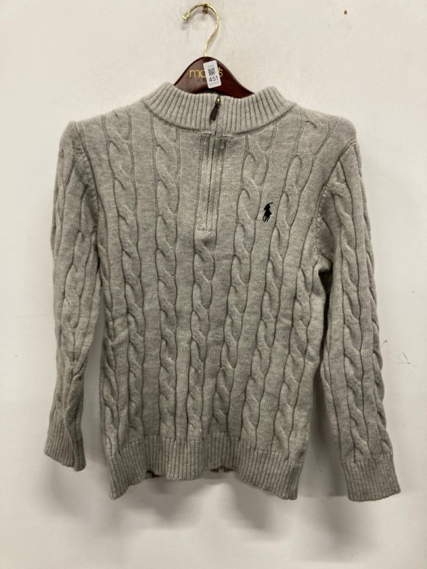 Lot 451  
            Nottingham SR9 - Delivery Only 

                
POLO RALPH LAUREN GREY RIBBED KNIT LOGO 1/4 ZIP UK SIZE L