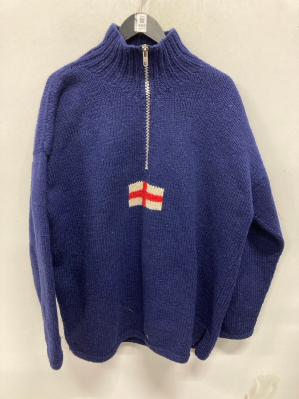 Lot 488  
            Nottingham SR9 - Delivery Only 

                
ENGLAND BLUE KNIT 1/2 ZIP SWEATER UK SIZE L