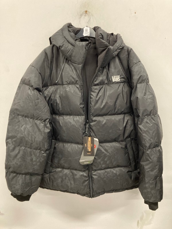 Lot 543  
            Nottingham SR9 - Delivery Only 

                
VANS BLACK/GREY LOGO PUFFER JACKET UK SIZE L - Image 4