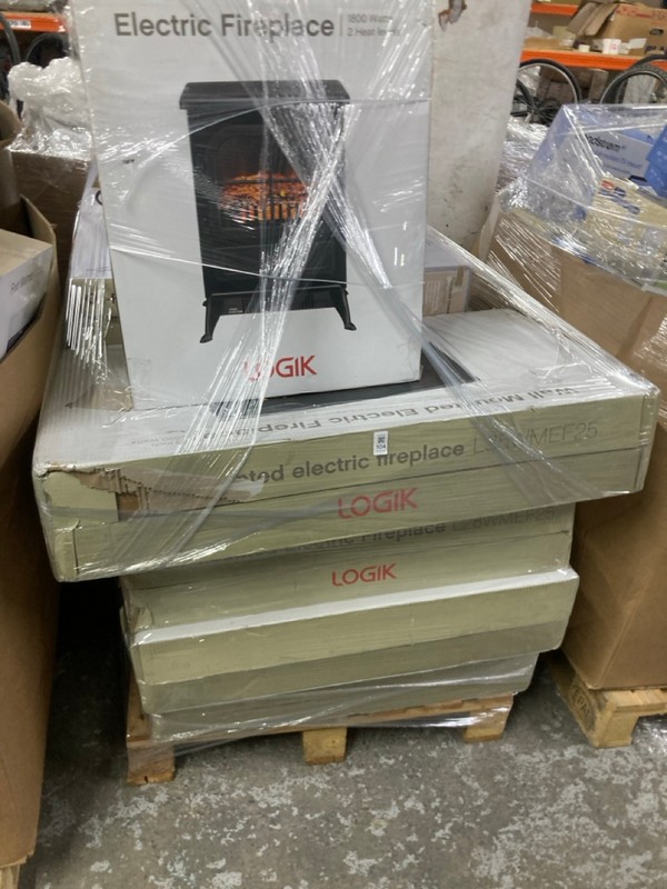 Lot 104  
            Nottingham SR1 - Delivery or Collection 

                
PALLET OF VARIOUS HEATING APPLIANCES INC. LOGIK ELECTRIC FIREPLACE MODEL: L18EFB25