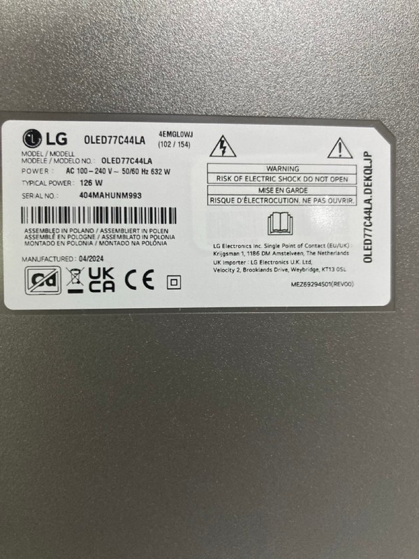 Lot 2  
            Nottingham SR1 - Collection Only 

                
LG 77" OLED C4 EVO 4K SMART TV (2024) - OLED77C44LA - ORIGINAL RRP £2,917 - WITH ...