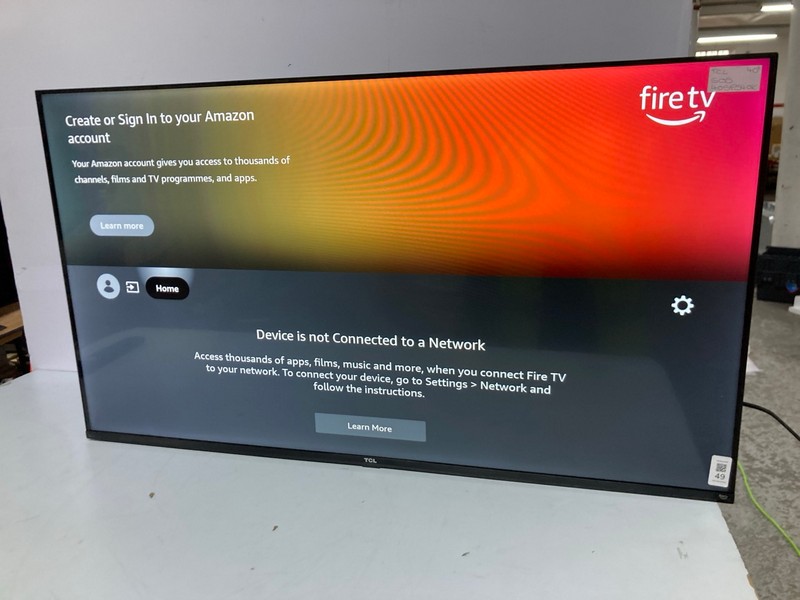 Lot 49  
            Nottingham SR1 - Collection Only 

                
TCL 40" FHD SMART TV MODEL: 40SF540K - ORIGINAL RRP.£157 - WITH POWER SUPPLY / WI...