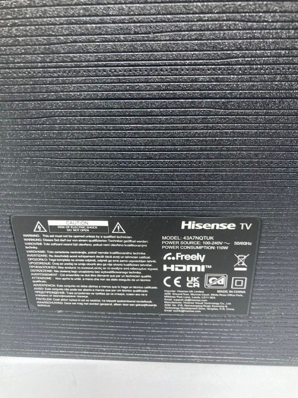 Lot 52  
            Nottingham SR1 - Collection Only 

                
HISENSE 43" 4K QLED SMART TV (2024) - 43A7NQTUK - ORIGINAL RRP - £379.99 - WITH B... - Image 3