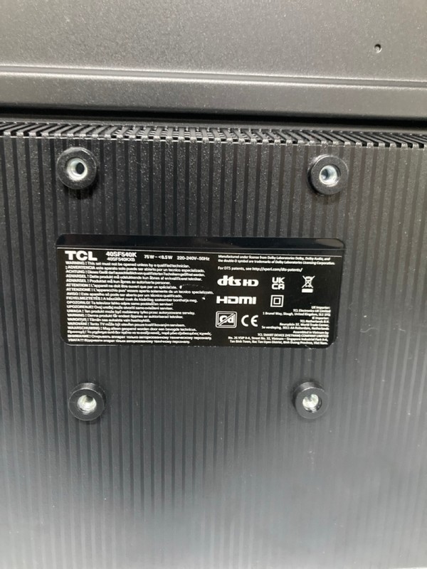 Lot 58  
            Nottingham SR1 - Collection Only 

                
TCL 40" FHD SMART TV MODEL: 40SF540K - ORIGINAL RRP.£157 - WITH POWER SUPPLY - NO...