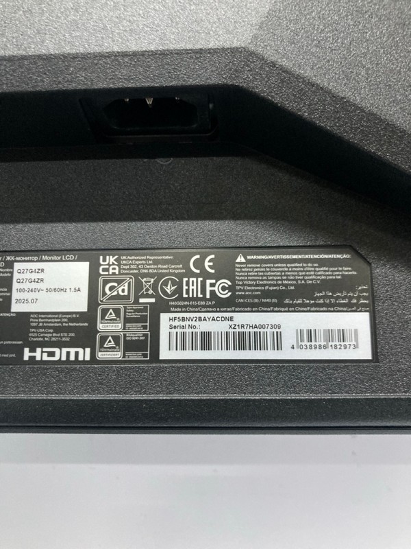 Lot 61  
            Nottingham SR1 - Delivery or Collection 

                
AOC 27" GAMING MONITOR MODEL: Q27G4ZR - ORIGINAL RRP.£199 - WITH BOX - Image 2