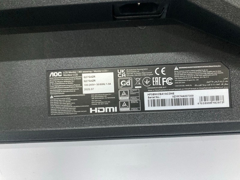 Lot 61  
            Nottingham SR1 - Delivery or Collection 

                
AOC 27" GAMING MONITOR MODEL: Q27G4ZR - ORIGINAL RRP.£199 - WITH BOX - Image 3