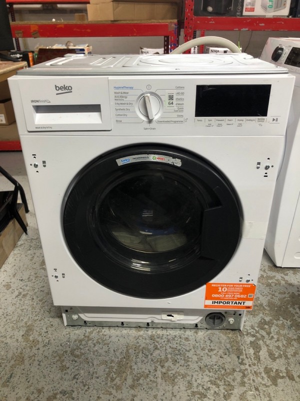 Lot 64  
            Nottingham SR1 - Delivery or Collection 

                
BEKO INTEGRATED WASHER/DRYER (9+5KG) - MODEL. WDIK954451F - ORIGINAL RRP - £499.99