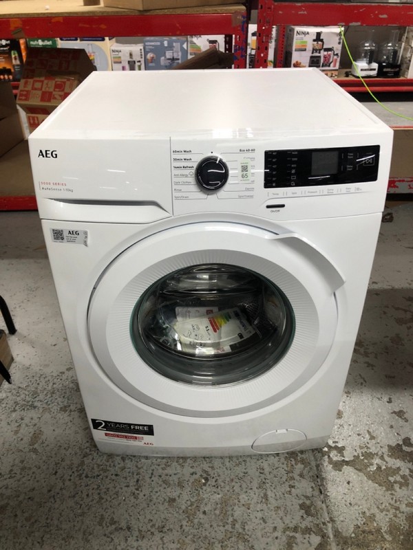 Lot 65  
            Nottingham SR1 - Delivery or Collection 

                
AEG FREESTANDING 5000 SERIES/AUTO SENSE 1-10 KG WASHING MACHINE - MODEL. LFX50142...