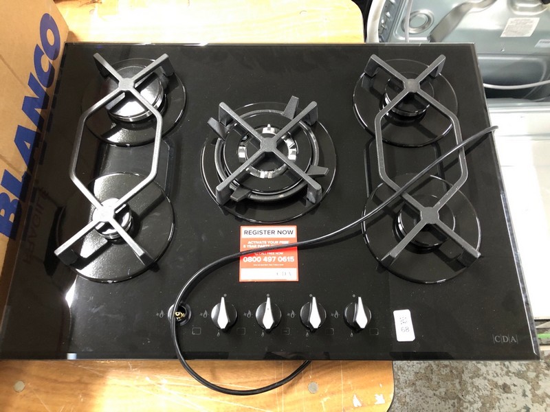 Lot 68  
            Nottingham SR1 - Delivery or Collection 

                
CDA 5 BURNER GAS HOB - MODEL - HVG721BL - ORIGINAL RRP - £329.99