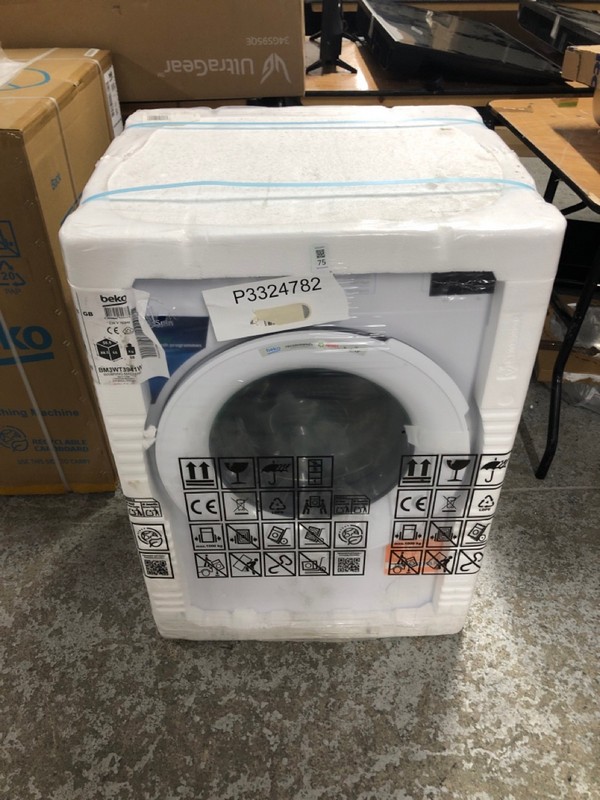 Lot 75  
            Nottingham SR1 - Delivery or Collection 

                
BEKO FREESTANDING 9KG WASHING MACHINE MODEL: DM3WT3941W - ORIGINAL RRP.£269 (SEALED)