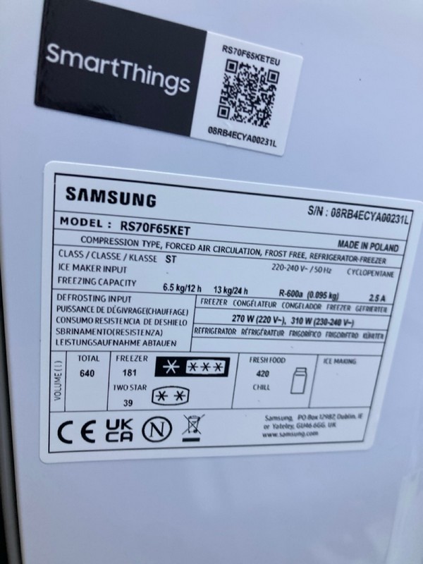 Lot 11  
            Nottingham SR8 - Delivery Or Collection 

                
SAMSUNG SERIES 6 AMERICAN SMART FRIDGE FREEZER. MODEL: RS70F65KET. ORIGINAL RRP: ...