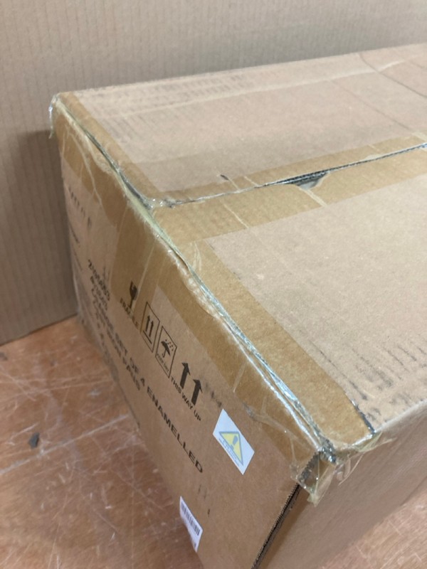 Lot 152  
            Nottingham SR8 - Delivery Or Collection 

                
SET OF 4 ENAMELLED CAST IRON PANS IN ORANGE