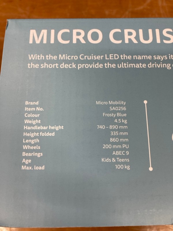 Lot 168  
            Nottingham SR8 - Delivery Or Collection 

                
MICRO CRUISER LED SCOOTER