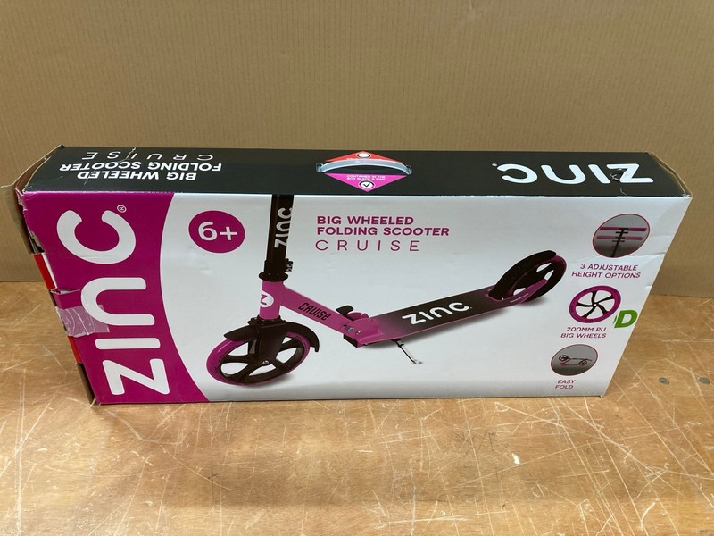 Lot 179  
            Nottingham SR8 - Delivery Or Collection 

                
ZINC BIG WHEELED FOLDING SCOOTER CRUISE