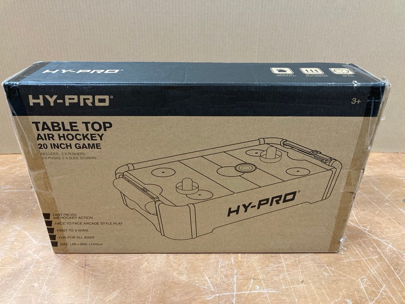 Lot 184  
            Nottingham SR8 - Delivery Or Collection 

                
HY-PRO TABLE TOP AIR HOCKEY 20INCH GAME