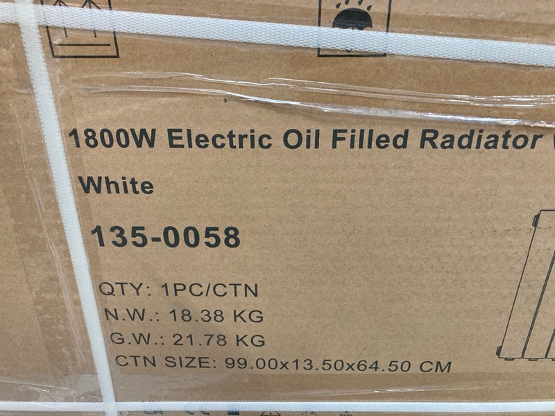 Lot 193  
            Nottingham SR8 - Delivery Or Collection 

                
1800W ELECTRIC OIL FILLED RADIATOR WITH WIFI