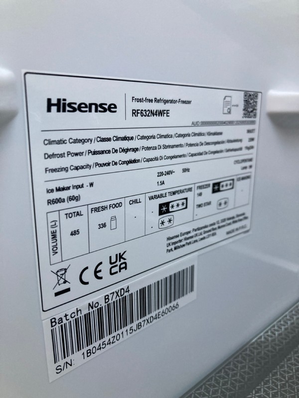 Lot 19  
            Nottingham SR8 - Delivery Or Collection 

                
HISENSE SLIM FRIDGE FREEZER. MODEL: RF632N4WFE. ORIGINAL RRP: £799 - Image 3