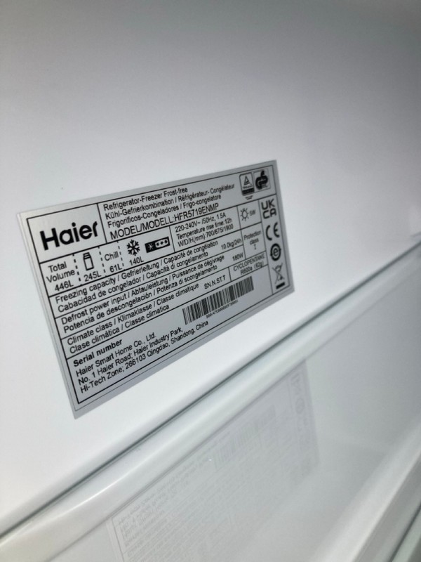 Lot 21  
            Nottingham SR8 - Delivery Or Collection 

                
HAIER FRIDGE FREEZER. MODEL: HFR5719ENMP. ORIGINAL RRP: £799