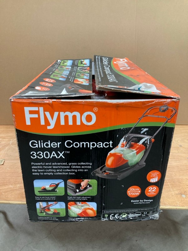 Lot 27  
            Nottingham SR8 - Delivery Or Collection 

                
FLYMO GLIDER COMPACT 330AX