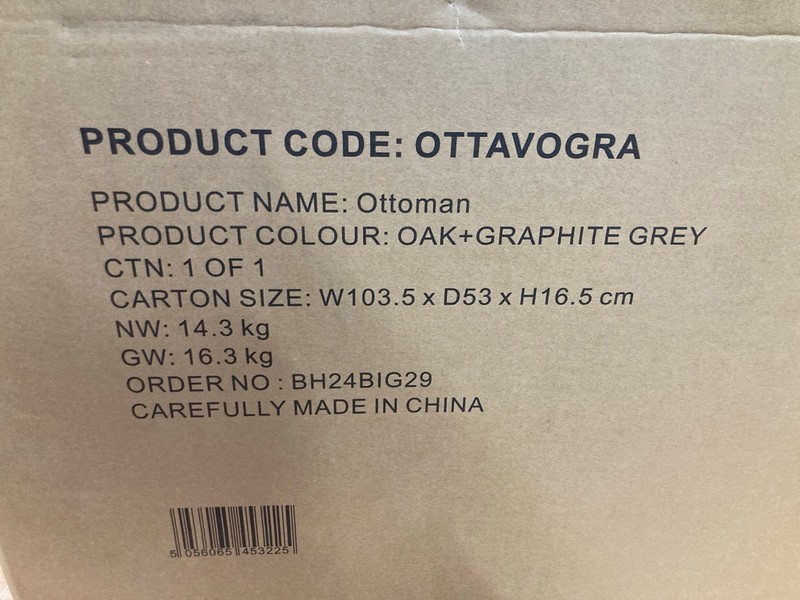 Lot 82  
            Nottingham SR8 - Delivery Or Collection 

                
OTTOMAN IN OAK + GRAPHITE GREY