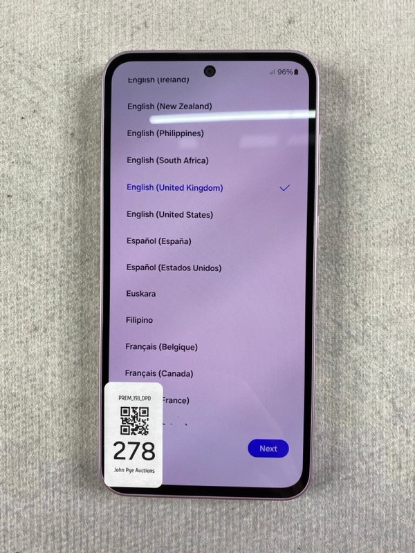 Lot 278  
            Nottingham Prem - Delivery Only 

                
SAMSUNG GALAXY A35 5G 125GB SMARTPHONE IN ICEBLUE: MODEL NO SM-A356/DS  [JPTN48665]