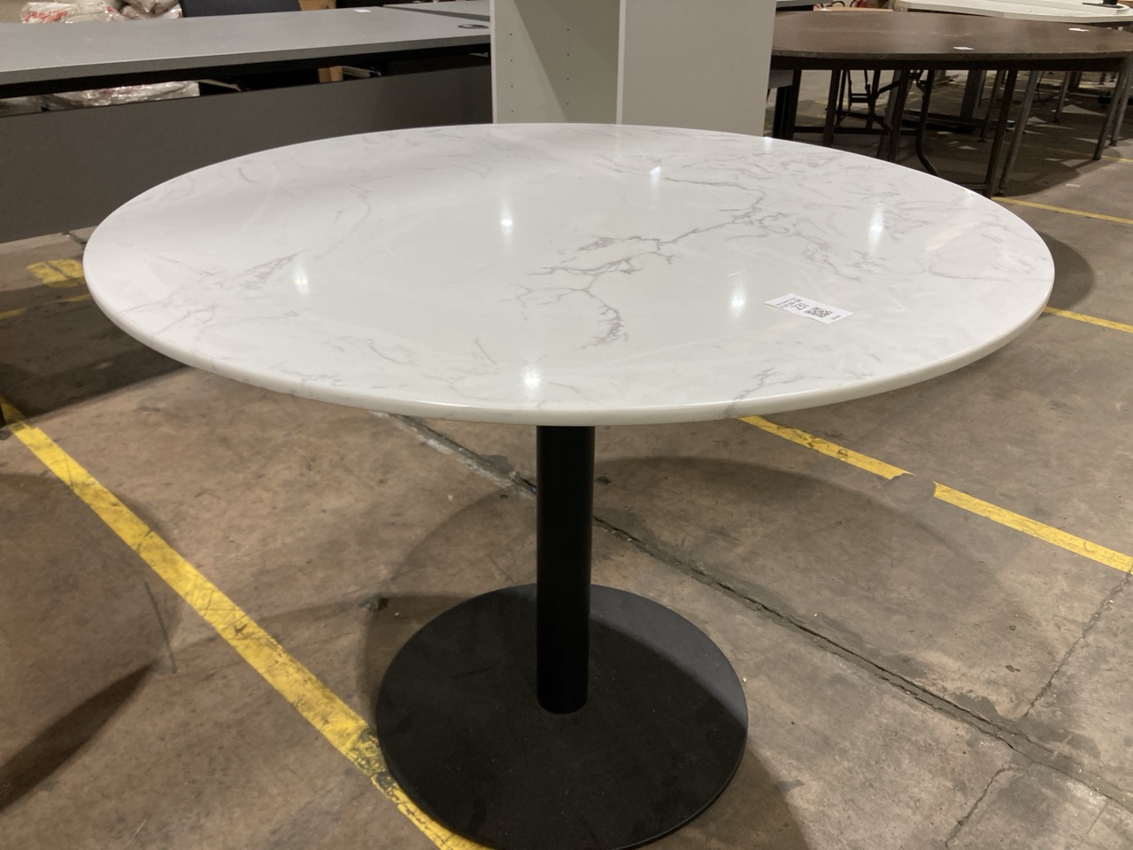 Lot 231  
            Birmingham - Collection Only 

                
ROUND TABLE WITH MARBLE EFFECT CERAMIC TOP