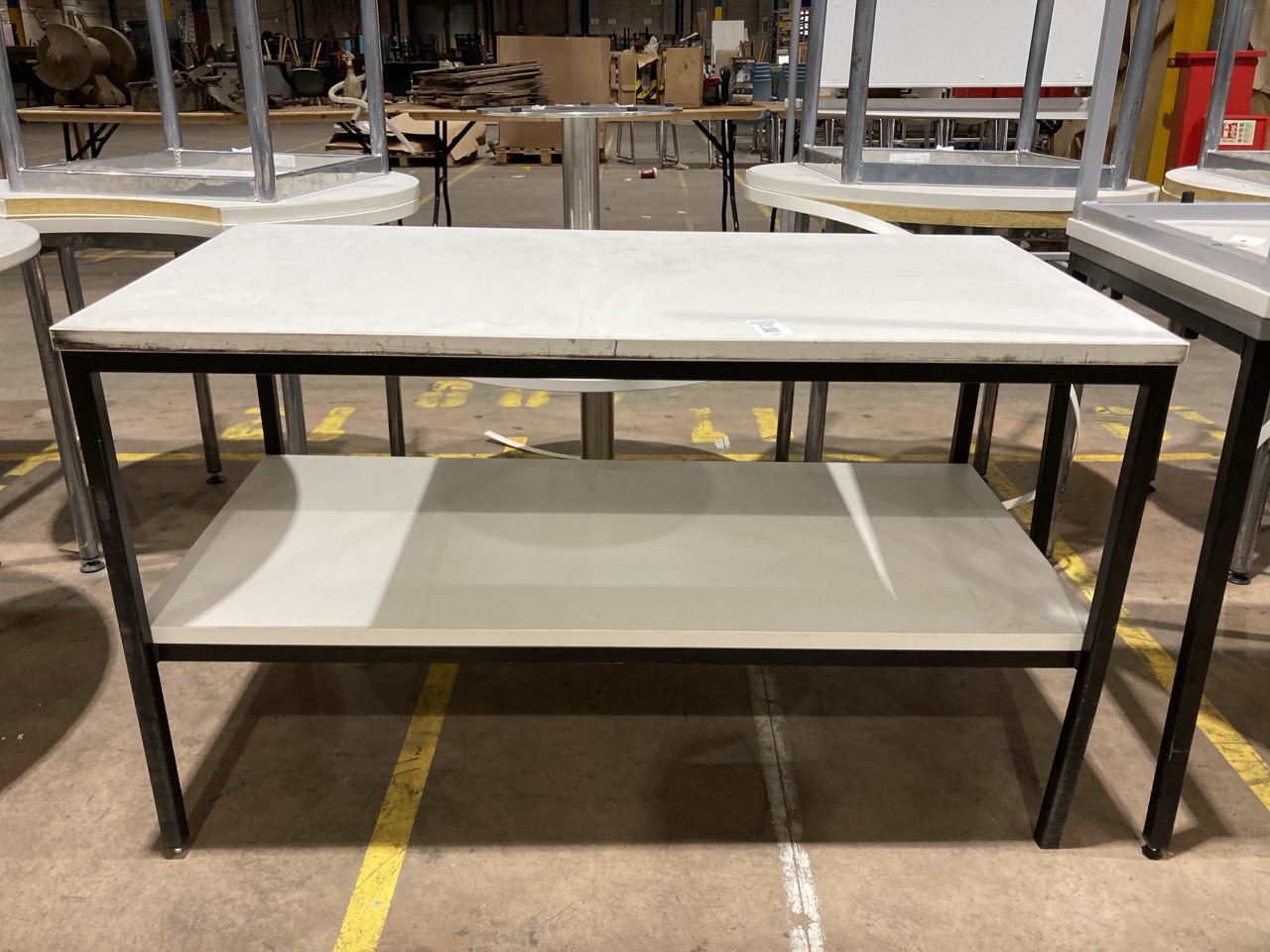 Lot 238  
            Birmingham - Collection Only 

                
WHITE TABLE WITH SHELF