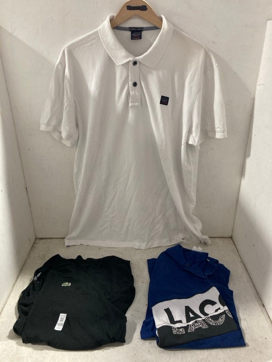Lot 1008  
            Marchington SR15 - Parcel Delivery Only 

                
PAUL & SHARK YACHTING POLO SHIRT IN WHITE SIZE 3XL RRP £95 TO INCLUDE 2X LACOSTE ...