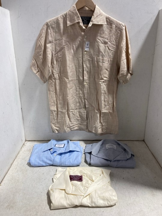 Lot 1041  
            Marchington SR15 - Parcel Delivery Only 

                
4 X ASSORTED CHARLES TYRWHITT SHIRTS TO INCLUDE SHIRT IN CHECKERED BLUE - SIZE 15...