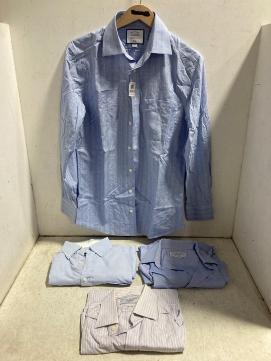 Lot 1043  
            Marchington SR15 - Parcel Delivery Only 

                
4 X ASSORTED CHARLES TYRWHITT SHIRTS TO INCLUDE SHIRT IN LIGHT BLUE - UK SIZE S: ...