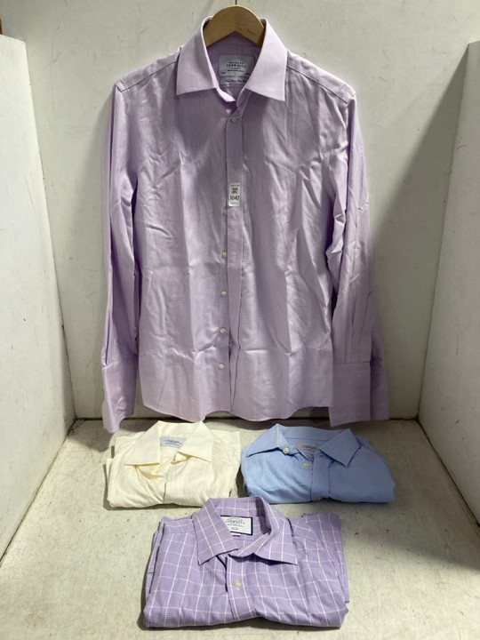 Lot 1047  
            Marchington SR15 - Parcel Delivery Only 

                
4 X ASSORTED CHARLES TYRWHITT SHIRTS TO INCLUDE SHIRT IN PINK - SIZE 15/33": LOCA...