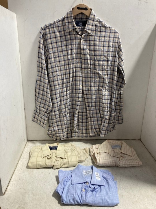 Lot 1048  
            Marchington SR15 - Parcel Delivery Only 

                
4 X ASSORTED CHARLES TYRWHITT SHIRTS TO INCLUDE SHIRT IN CHECKERED LIGHT BLUE - S...