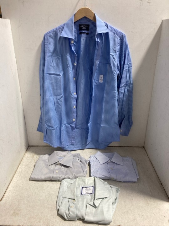 Lot 1050  
            Marchington SR15 - Parcel Delivery Only 

                
4 X ASSORTED CHARLES TYRWHITT SHIRTS TO INCLUDE SHIRT IN STRIPE BLUE - UK SIZE S:...