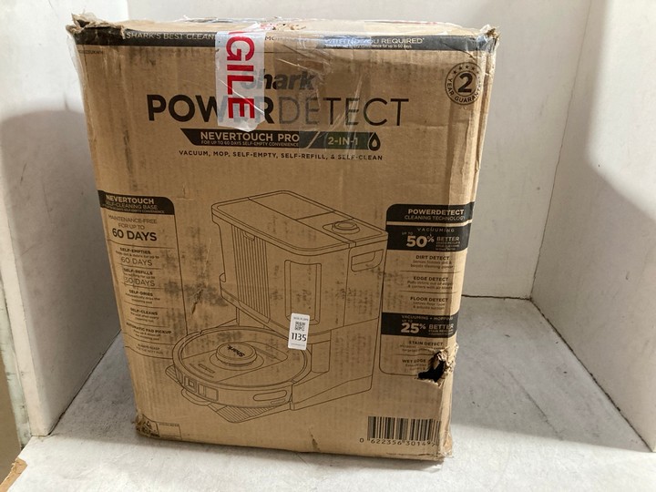 Lot 1135  
            Marchington SR15 - Parcel Delivery Only 

                
SHARK POWER DETECT NEVER TOUCH PRO 2-IN-1 ROBOT VACUUM AND MOP - ORIGINAL RRP £54...