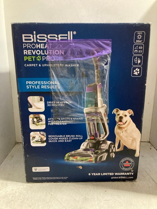 Lot 1141  
            Marchington SR15 - Parcel Delivery Only 

                
BISSELL PROHEAT REVOLUTION PET CARPET & UPHOLSTERY WASHER - ORIGINAL RRP £299: LO...