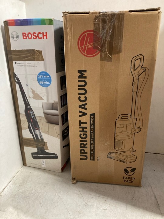 Lot 1144  
            Marchington SR15 - Parcel Delivery Only 

                
BOSCH ATHLET PRO POWER CORDLESS VACUUM CLEANER TO INCLUDE HOOVER UPRIGHT VACUUM C...