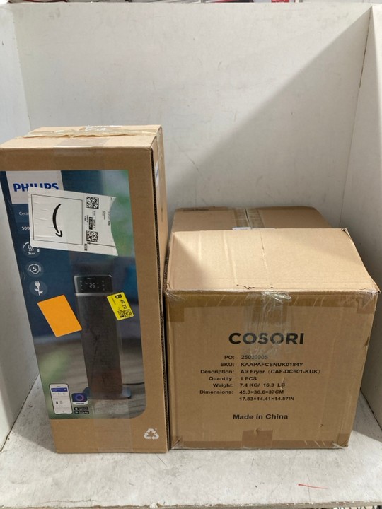 Lot 1172  
            Marchington SR15 - Parcel Delivery Only 

                
COSORI AIR FRYER IN BLACK TO INCLUDE PHILIPS 5000 SERIES CERAMIC FAN HEATER: LOCA...