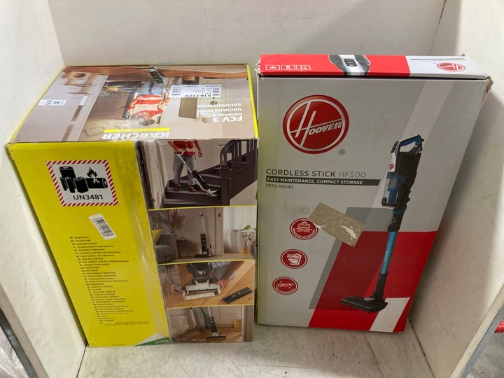 Lot 1175  
            Marchington SR15 - Parcel Delivery Only 

                
KARCHER FCV VACUUM MOP TO INCLUDE HOOVER CORDLESS STICK VACUUM - MODEL: PETS MODE...