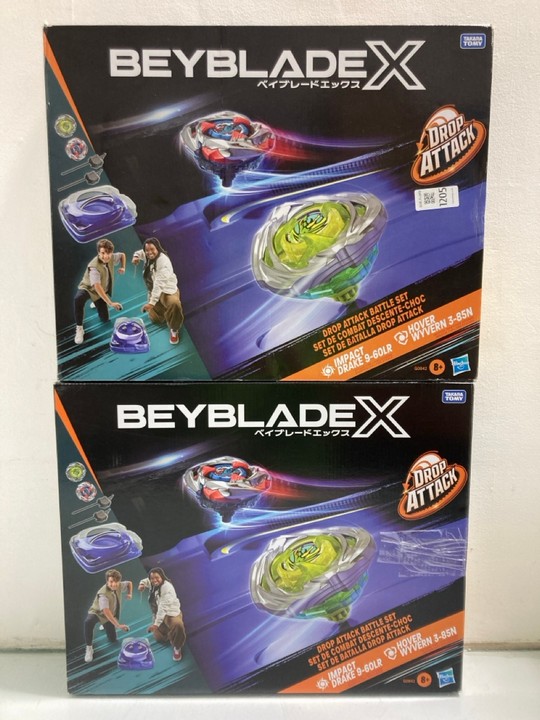Lot 1205  
            Marchington SR15 - Parcel Delivery Only 

                
2 X BEYBLADE X DROP ATTACK BATTLE SETS COMBINED ORIGINAL RRP: £100: LOCATION - BR11