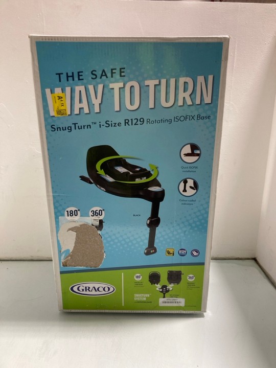 Lot 1210  
            Marchington SR15 - Parcel Delivery Only 

                
GRACO SNUG TURN I-SIZE R129 CHID CAR SEAT IN BLACK ORIGINAL RRP: £140: LOCATION -...