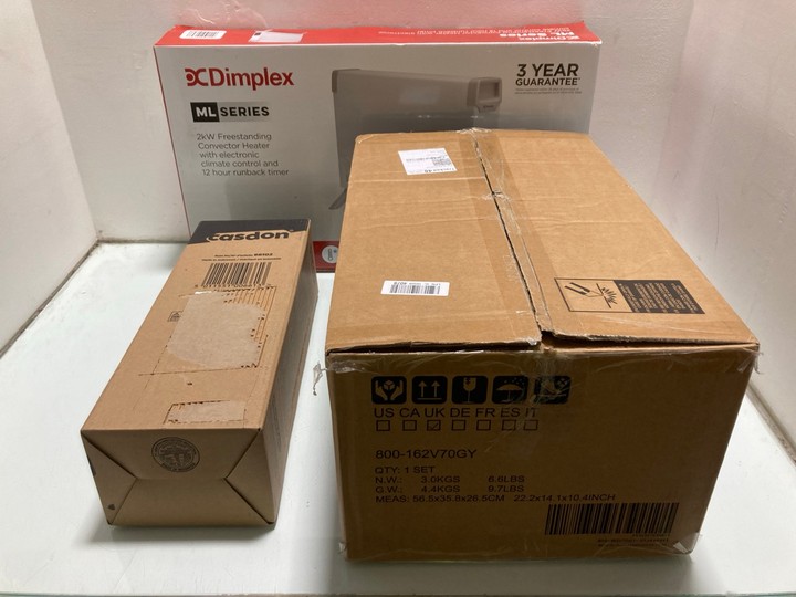 Lot 1222  
            Marchington SR15 - Parcel Delivery Only 

                
3 X ASSORTED ITEMS TO INCLUDE DIMPLEX ML SERIES 2KW FREESTANDING CONVECTOR HEATER...