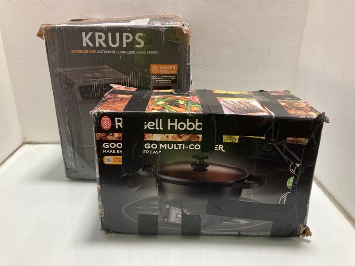 Lot 1226  
            Marchington SR15 - Parcel Delivery Only 

                
KRUPS EVIDENCE ONE AUTOMATIC ESPRESSO MACHINE EA895 SERIES TO INCLUDE RUSSELL HOB...