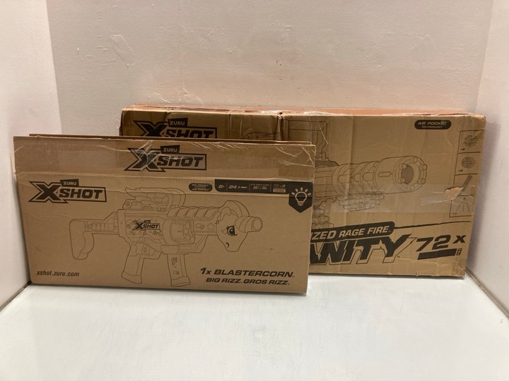 Lot 1227  
            Marchington SR15 - Parcel Delivery Only 

                
XSHOT INSANITY 72 X SOFT DART GUN TO INCLUDE XSHOT BIG RIZZ GROS RIZZ SOFT DART G...