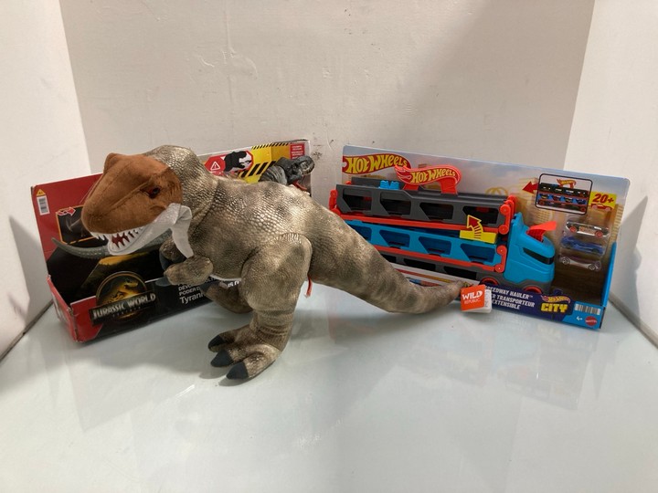 Lot 1228  
            Marchington SR15 - Parcel Delivery Only 

                
3 X ASSORTED TOYS TO INCLUDE JURASSIC WORLD TYRANNOSAURUS REX TOY: LOCATION - BR13
