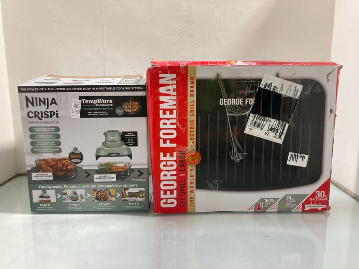 Lot 1233  
            Marchington SR15 - Parcel Delivery Only 

                
NINJA CRISPI PORTABLE COOKING SYSTEM TO INCLUDE GEORGE FOREMAN FIT GRILL LARGE: L...