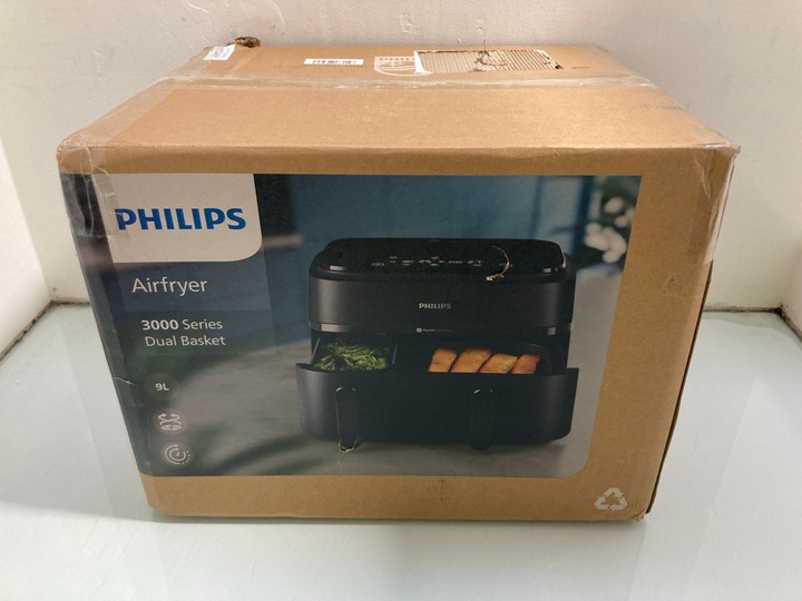 Lot 1234  
            Marchington SR15 - Parcel Delivery Only 

                
PHILIPS DUAL BASKET AIR FRYER 3000 SERIES ORIGINAL RRP: £200: LOCATION - BR13