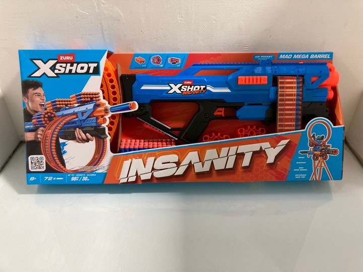 Lot 1242  
            Marchington SR15 - Parcel Delivery Only 

                
ZURU XSHOT MAD MEGA BARREL INSANITY 72 X SOFT DART GUN: LOCATION - BR14