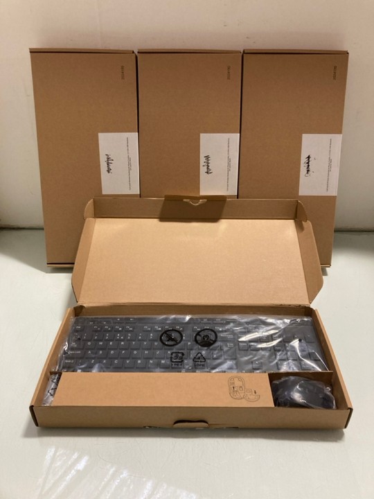 Lot 1261  
            Marchington SR15 - Parcel Delivery Only 

                
4 X FULL SIZED WIRELESS KEYBOARD & MOUSE COMBO: LOCATION - BR15